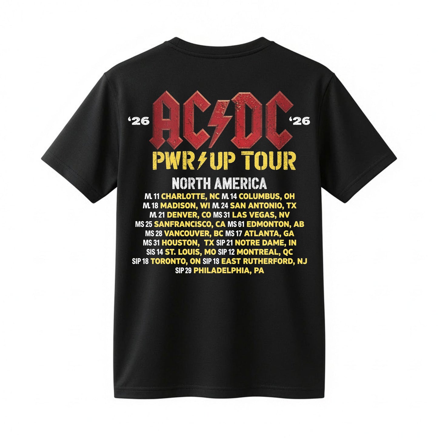 Vintage AC/DC Wisconsin Badgers Power Up Tour 2026 Madison Concert Shirt