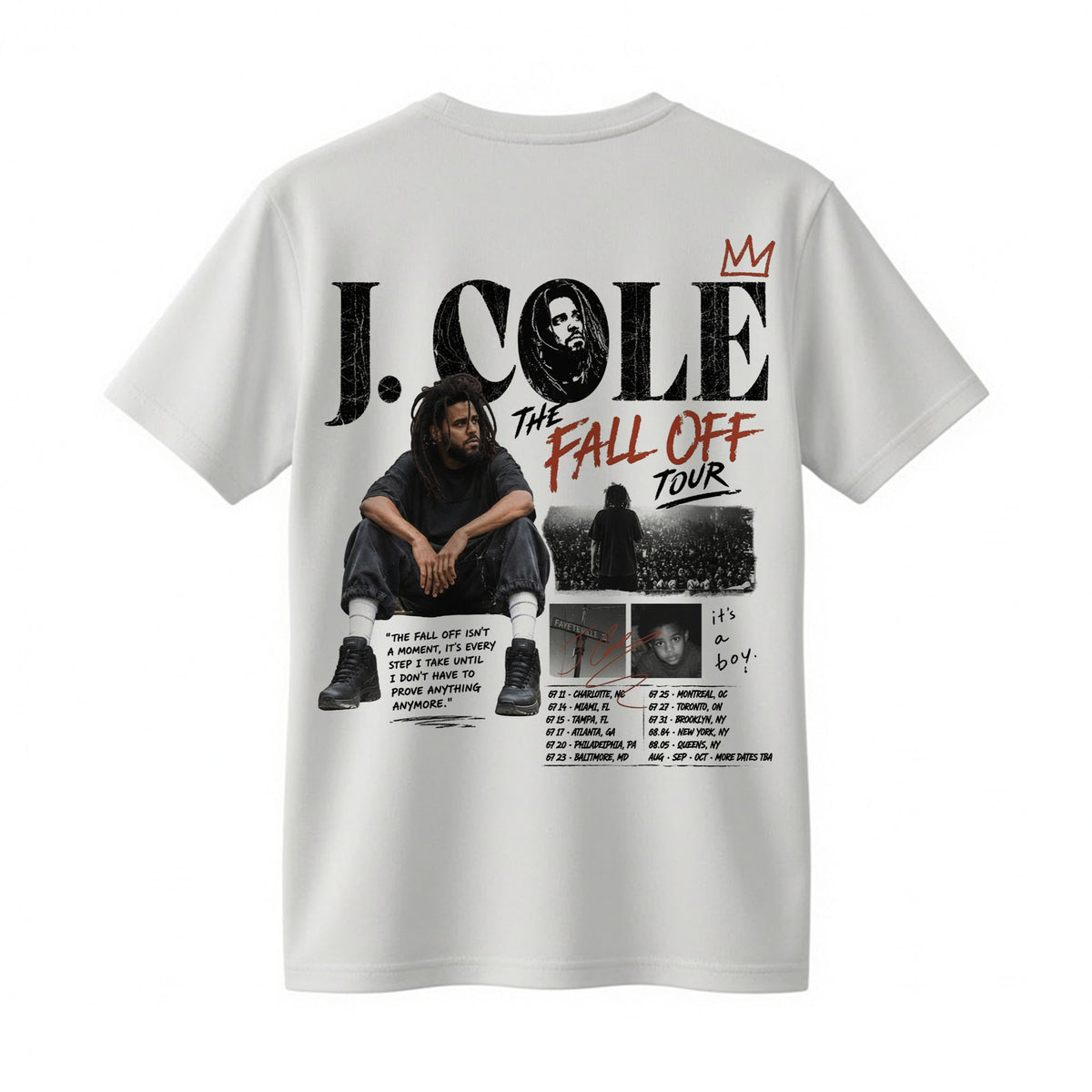 J. Cole The Fall-Off Tour Graphic Tee – Vintage Hip-Hop Streetwear Shirt