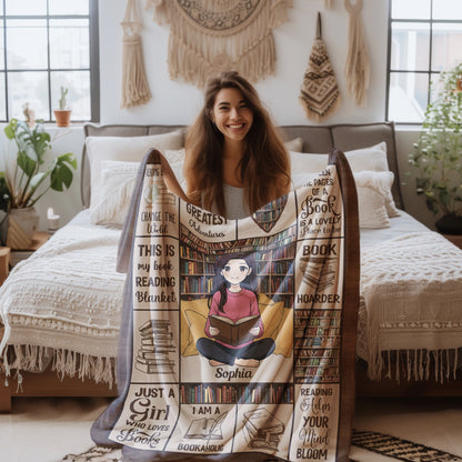 Personalized Book Lover Blanket with Custom Photo & Name