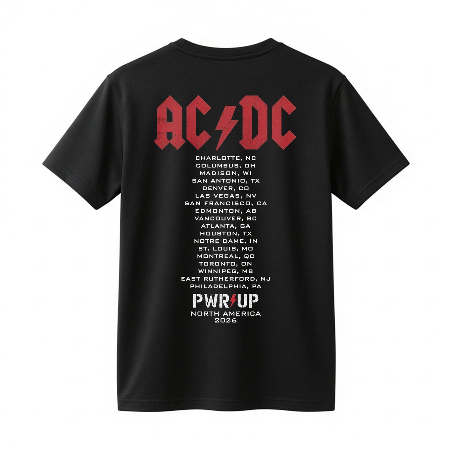 AC/DC Madison Wisconsin Badgers Power Up Tour 2026 Guitar Graphic T-Shirt
