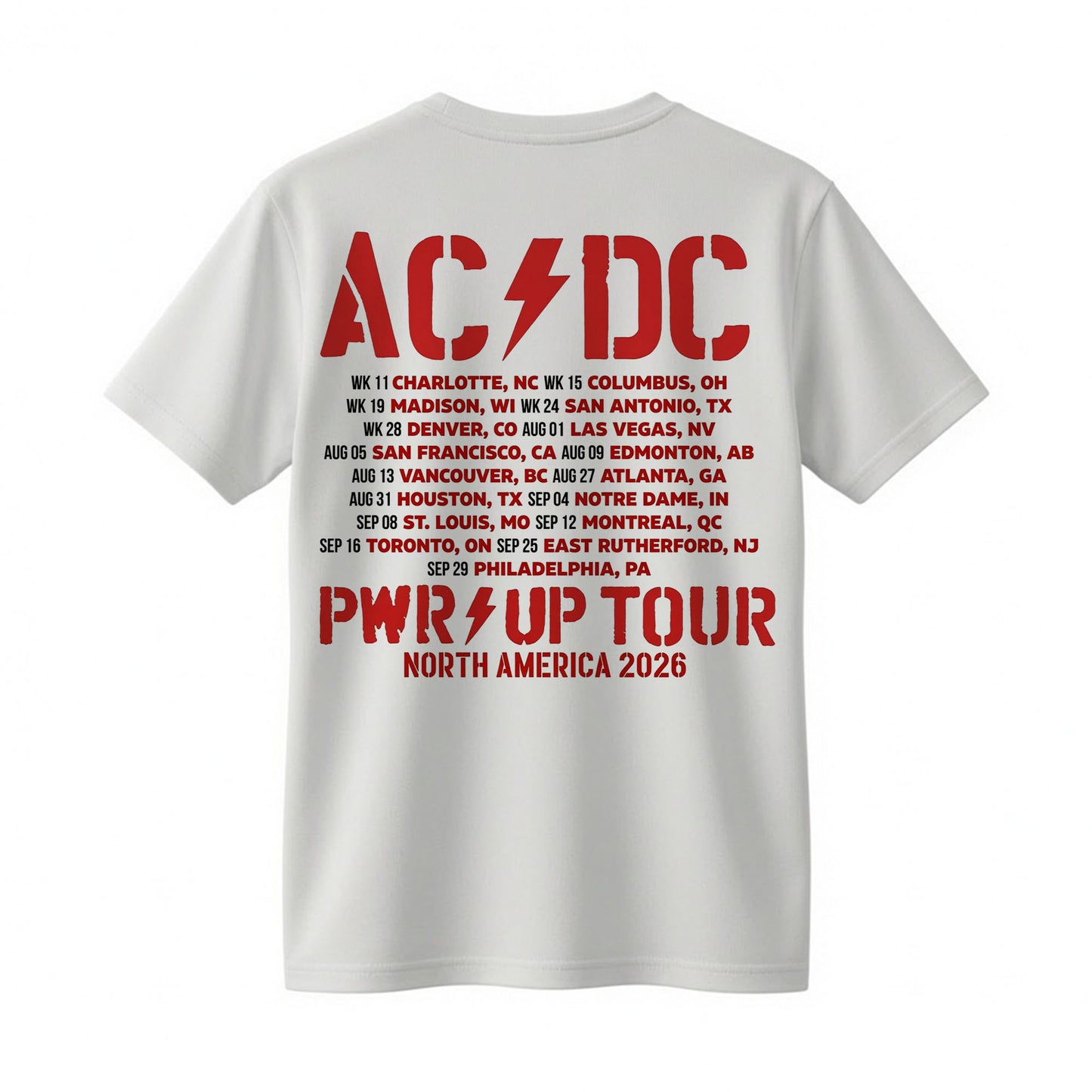 AC/DC Wisconsin Badgers Camp Randall Stadium Power Up Tour 2026 T-Shirt
