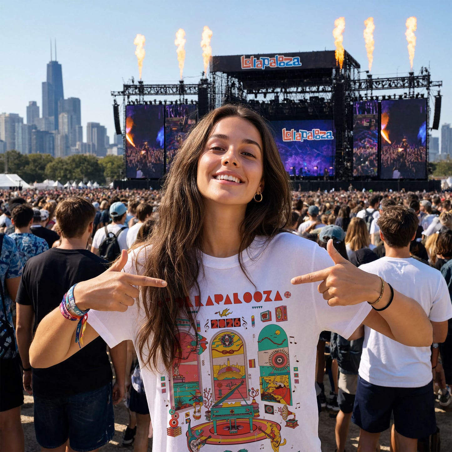 Lollapalooza 2026 Grant Park Retro Stage Art Shirt - Chicago Festival Lineup Tee