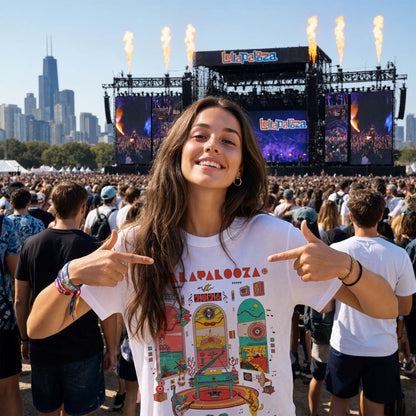 Lollapalooza 2026 Grant Park Retro Stage Art Shirt - Chicago Festival Lineup Tee