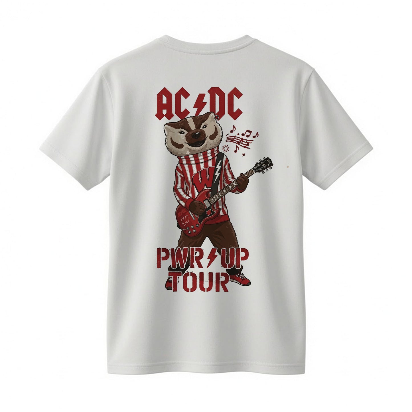 AC/DC Wisconsin Badgers Mascot Guitar Power Up Tour 2026 T-Shirt