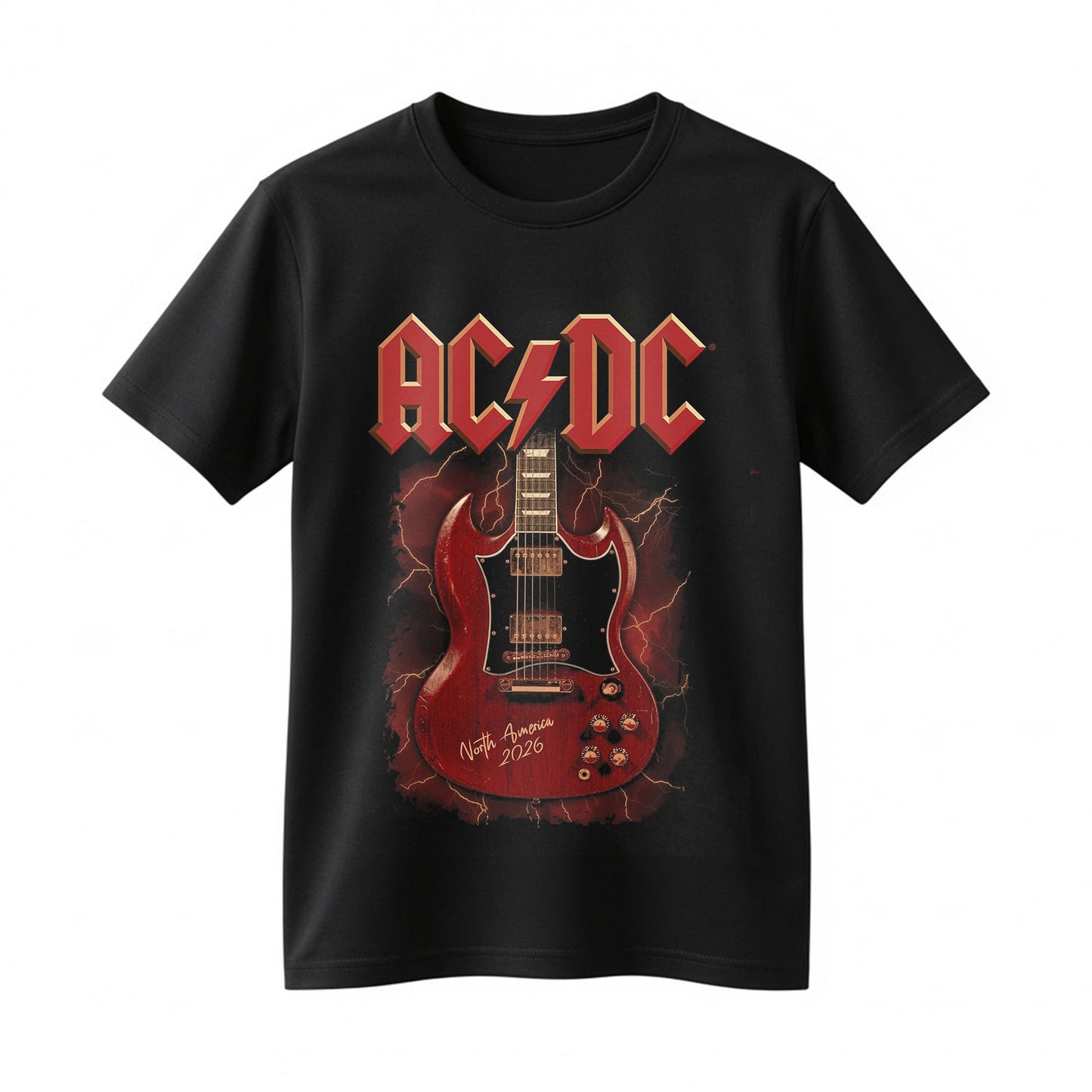 AC/DC High Voltage Rock 'N' Roll PWR UP 2026 Guitar Double-Sided Black Concert T-Shirt