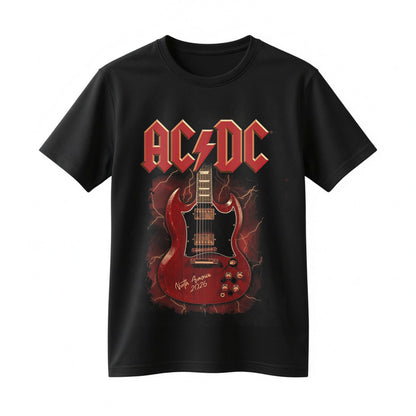 AC/DC High Voltage Rock 'N' Roll PWR UP 2026 Guitar Double-Sided Black Concert T-Shirt