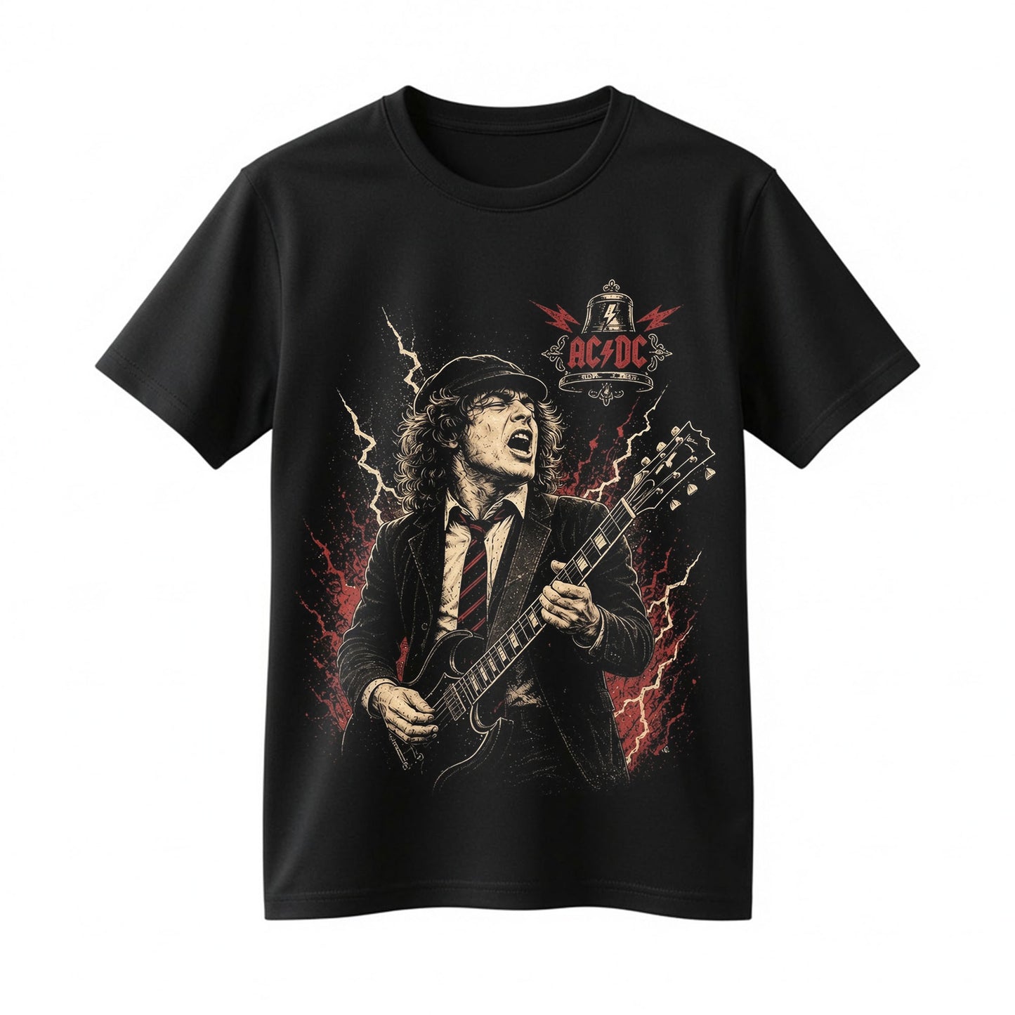 First Generation AC/DC Fan Shirt Vintage Angus Young Guitar Rock Band Tee