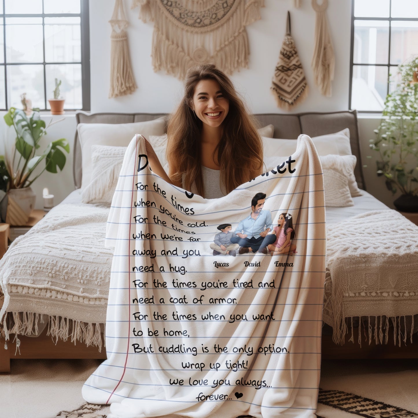 Personalized Daddy Blanket with Custom Photo & Names