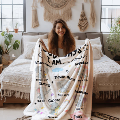 Personalized Christian Elephant Blanket for Girls