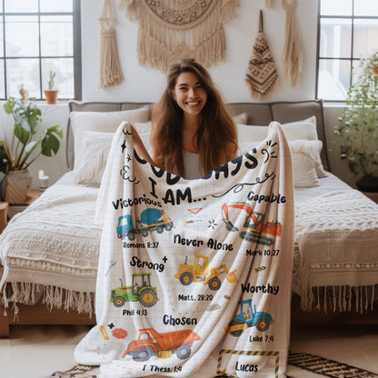 Personalized Construction Truck Blanket with Custom Name