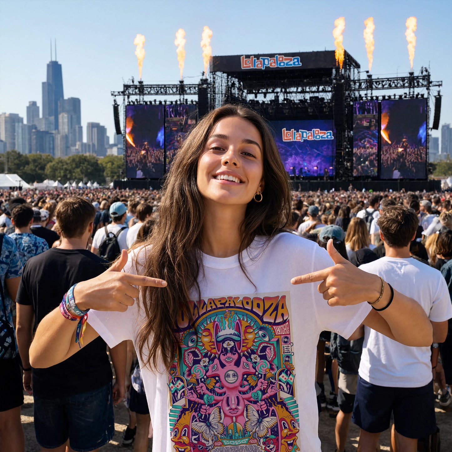 Lollapalooza 2026 Psychedelic Poster Art T-Shirt - Chicago Music Festival Tee