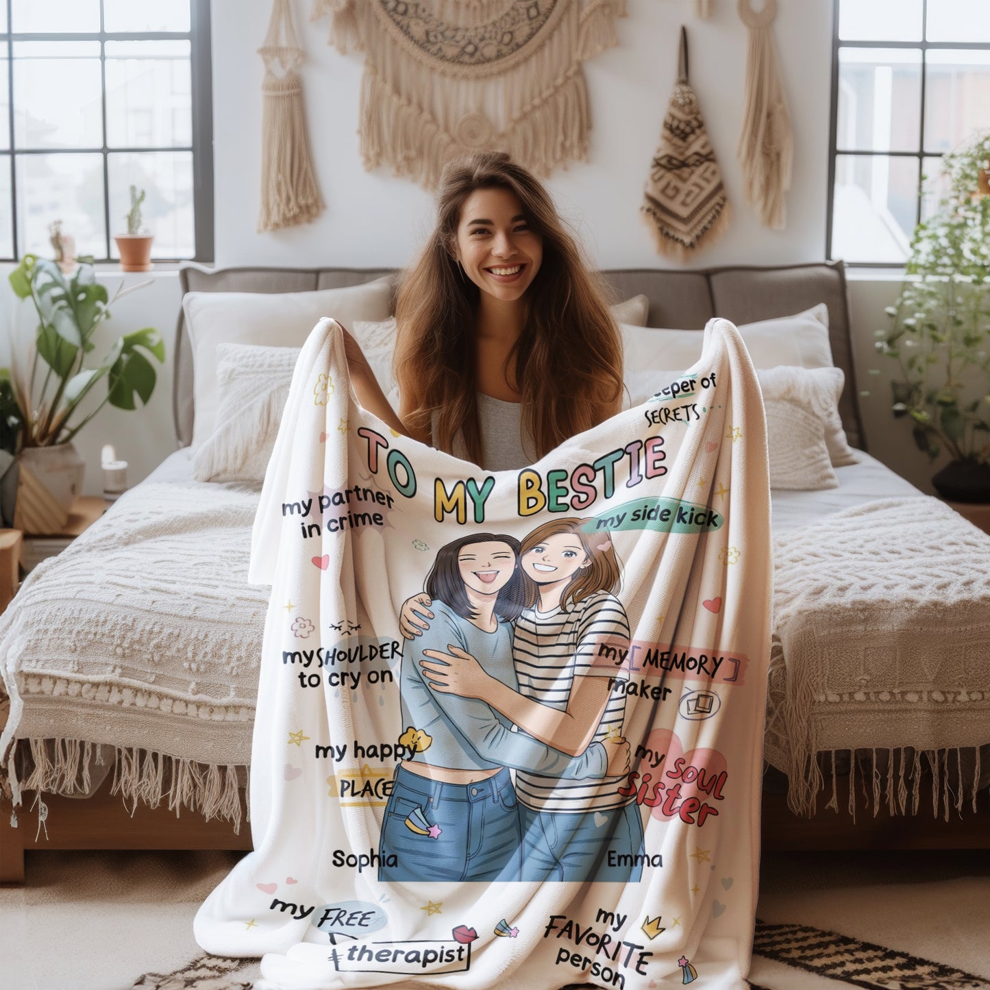 Personalized Bestie Blanket with Custom Photo & Names
