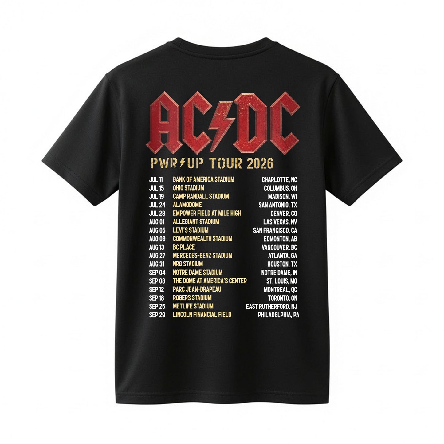 AC/DC Wisconsin Badgers Camp Randall Stadium Power Up Tour 2026 Fan T-Shirt