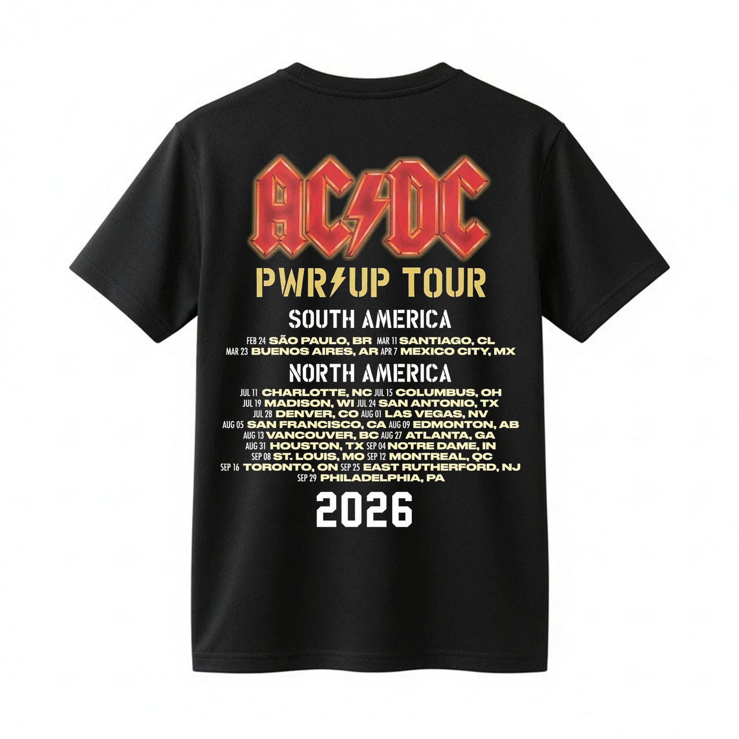AC/DC x Wisconsin Badgers Power Up Tour 2026 Camp Randall Stadium Graphic T-Shirt
