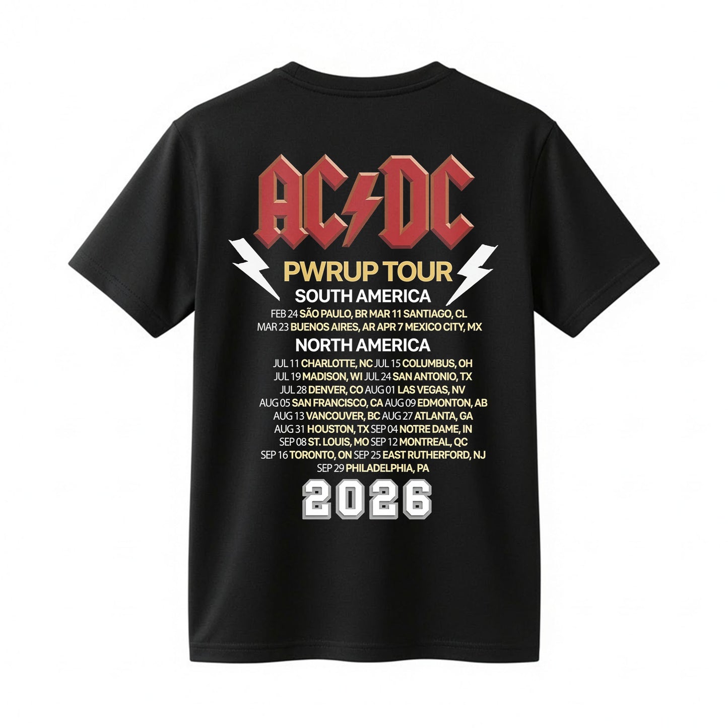 Wisconsin Badgers AC/DC Power Up Tour 2026 North America Concert Shirt