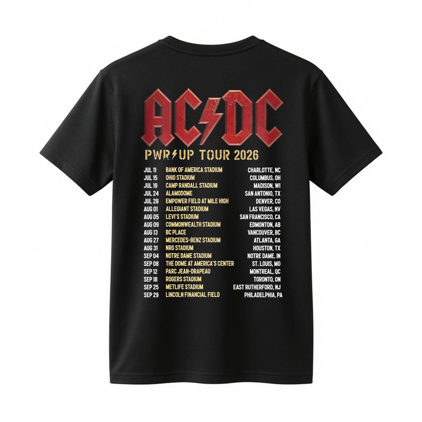 AC/DC Power Up Tour 2026 Madison Wisconsin Badgers Rock Concert T-Shirt