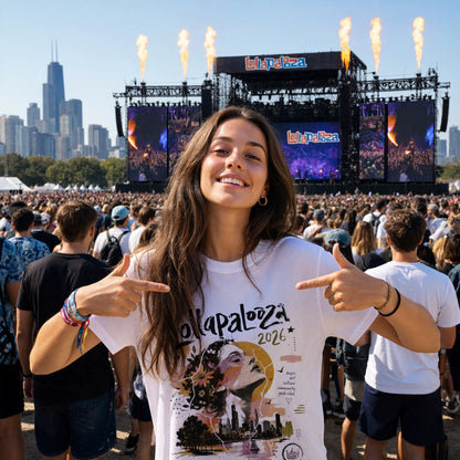 Lollapalooza 2026 Chicago Skyline Art T-Shirt – Music Festival Aesthetic Graphic Tee