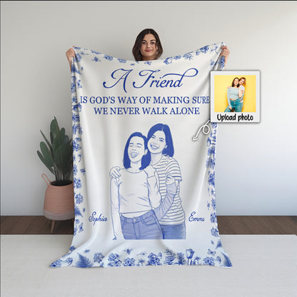 Personalized Best Friend Blanket with Custom Photo & Names