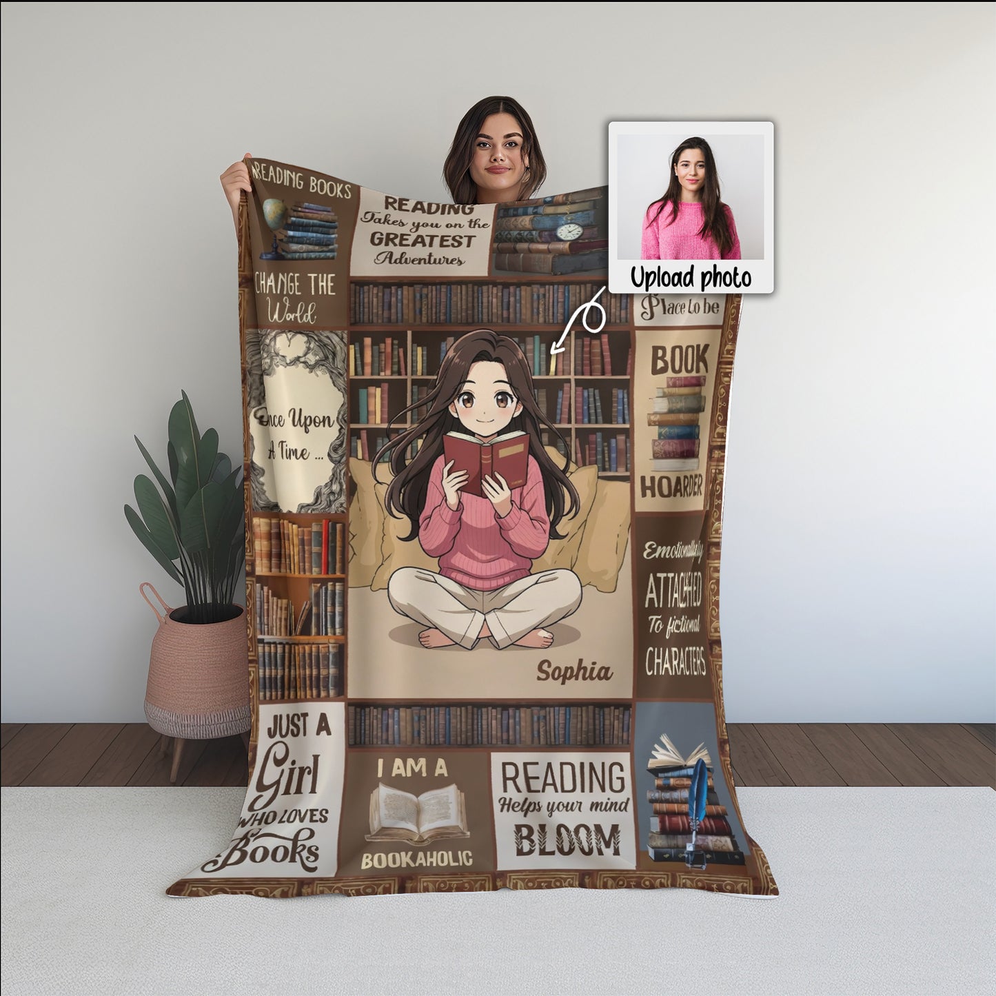Personalized Book Lover Blanket with Name