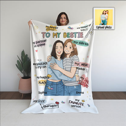 Personalized Bestie Blanket with Custom Photo & Names