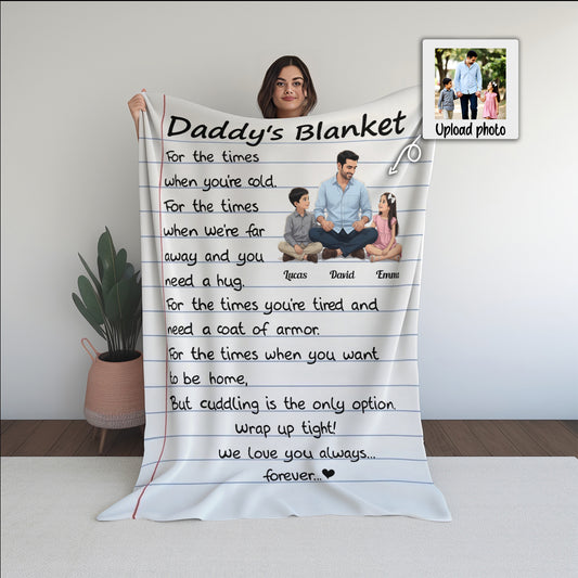 Personalized Daddy Blanket with Custom Photo & Names