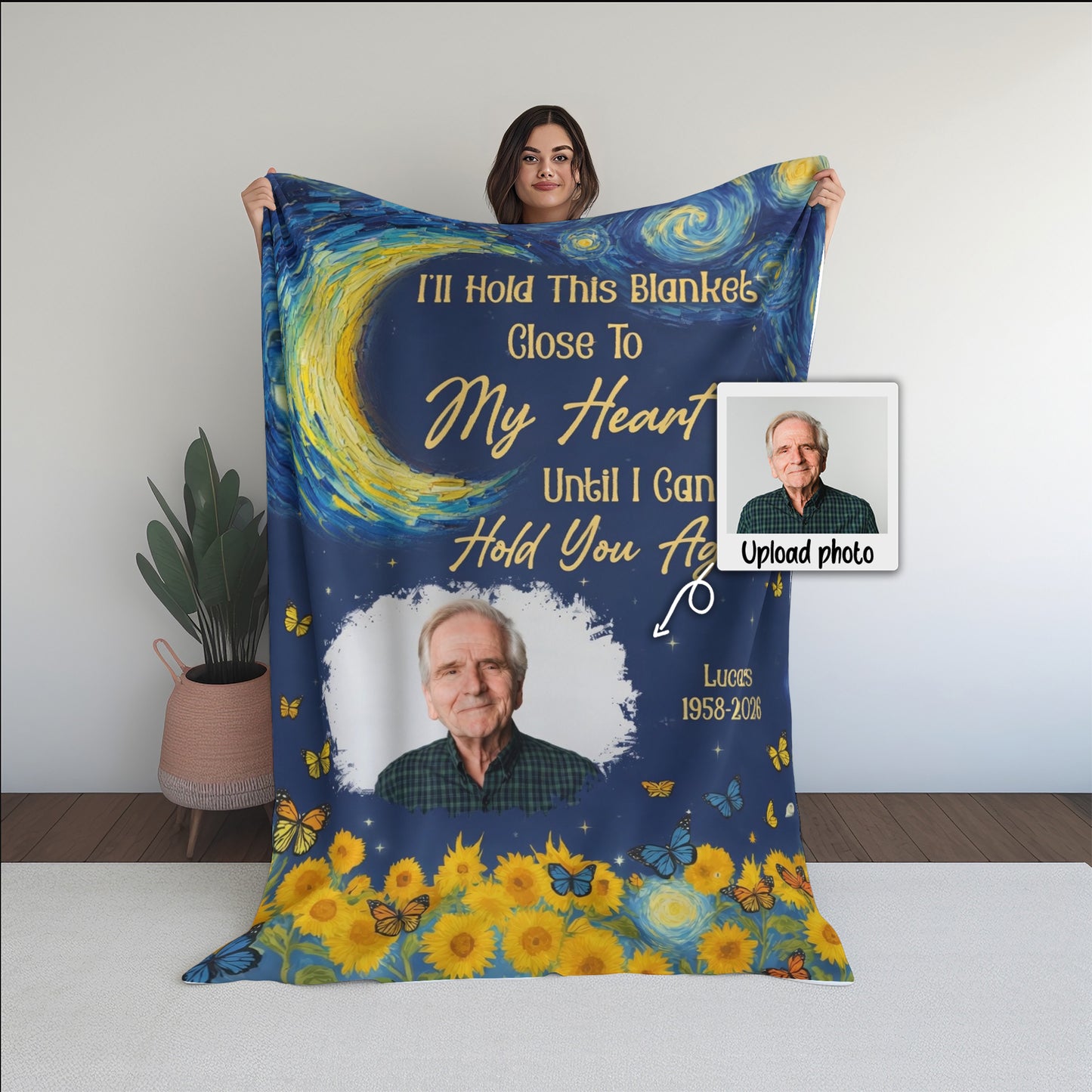 Personalized Memorial Blanket with Photo & Name