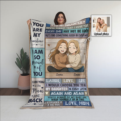Personalized Daughter Blanket with Custom Photo & Names