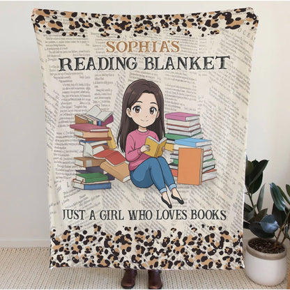 Personalized Reading Blanket Custom Book Lover Gift Photo Reading Girl Blanket Cozy Reader Throw Bookworm Gift