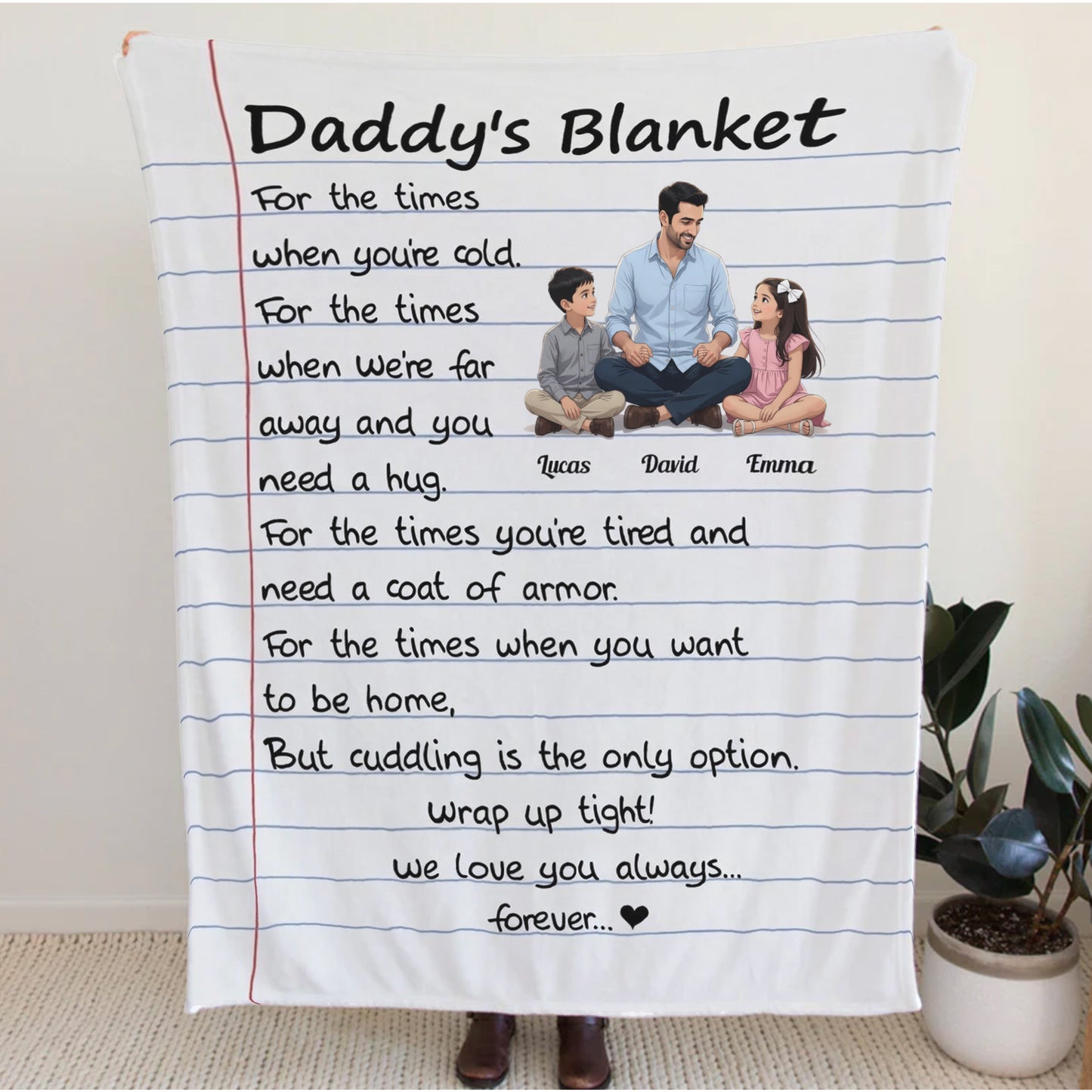 Personalized Daddy Blanket with Custom Photo & Names