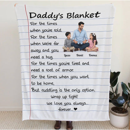Personalized Daddy Blanket with Custom Photo & Names