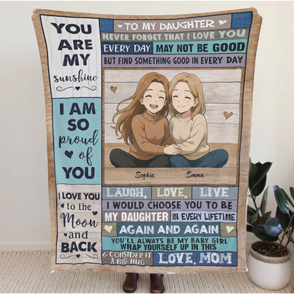 Personalized Daughter Blanket with Custom Photo & Names