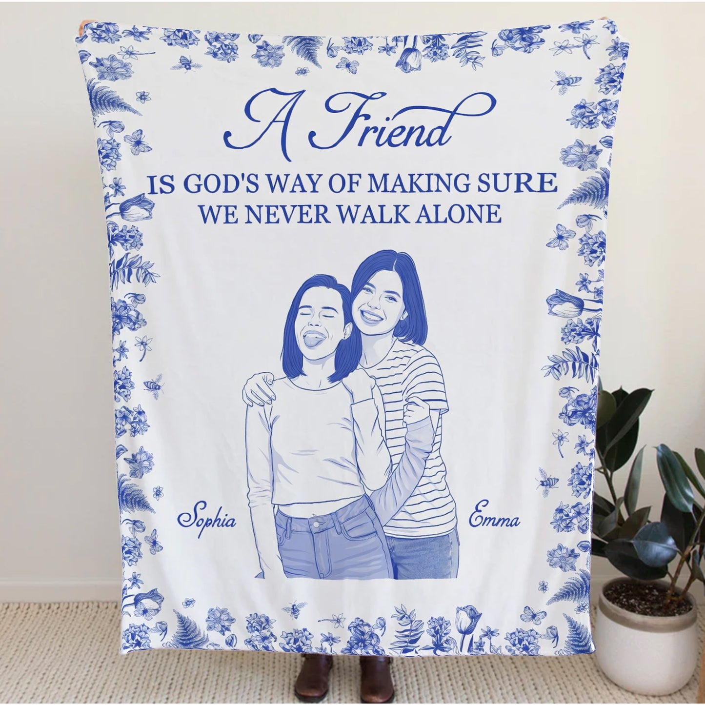 Personalized Best Friend Blanket with Custom Photo & Names