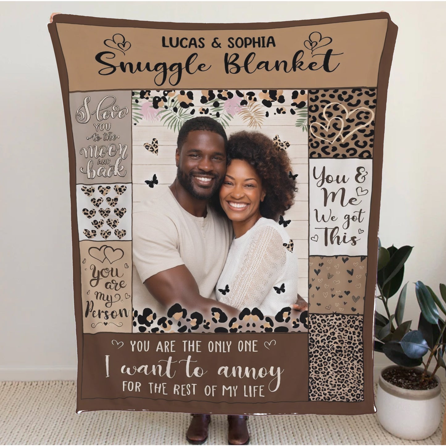 Personalized Couple Blanket with Custom Photo & Names