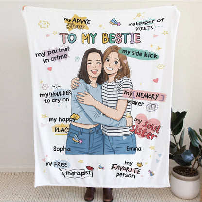 Personalized Bestie Blanket with Custom Photo & Names
