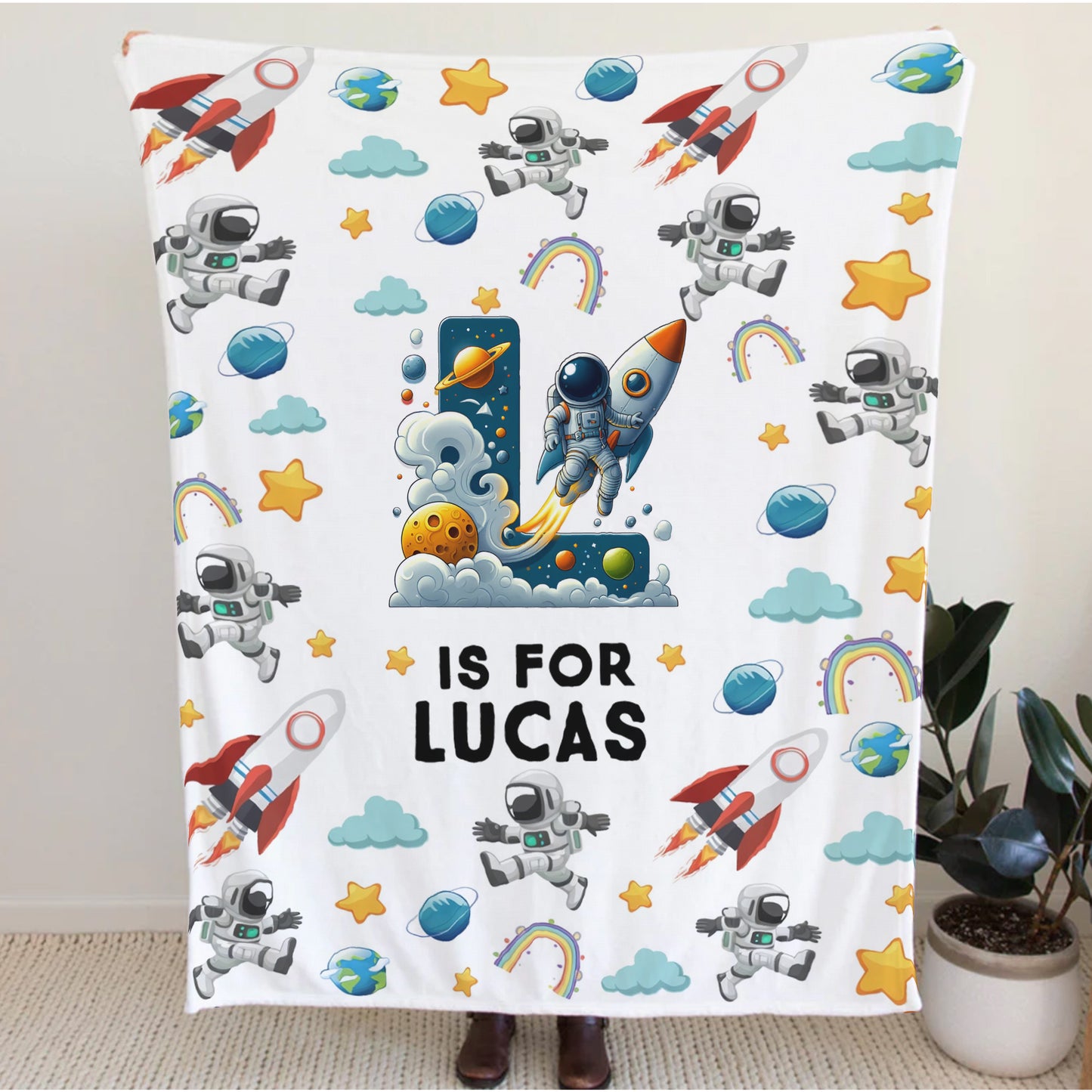 Personalized Space Blanket - Custom Name Astronaut Blanket