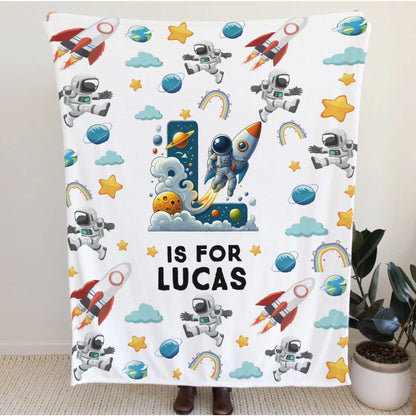 Personalized Space Blanket - Custom Name Astronaut Blanket