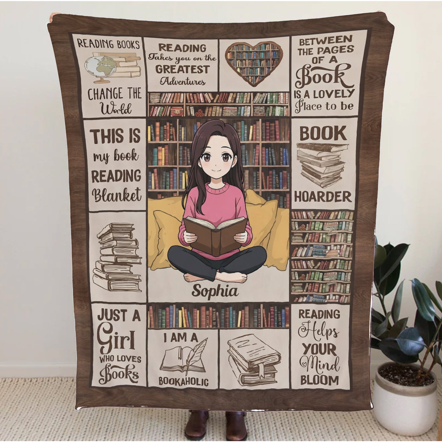 Personalized Book Lover Blanket with Custom Photo & Name