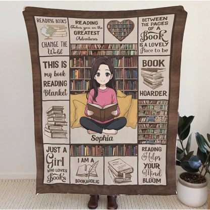 Personalized Book Lover Blanket with Custom Photo & Name
