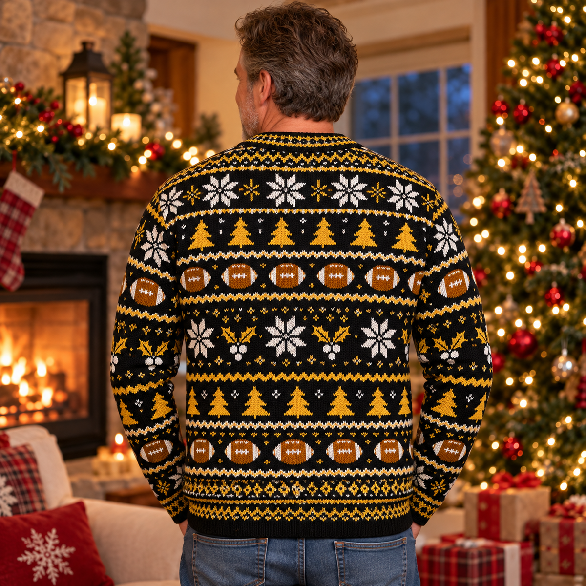 Back view of the Nutcracker Referee ugly Christmas sweater