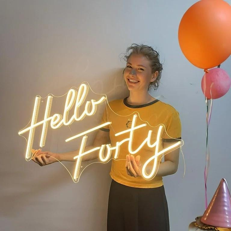 Custom "Hello Forty" LED Neon Light Sign-Birthday Party Decor, Wall Decor, Home Decor, Personalized  Gifts Neon Signs, Customized Gifts