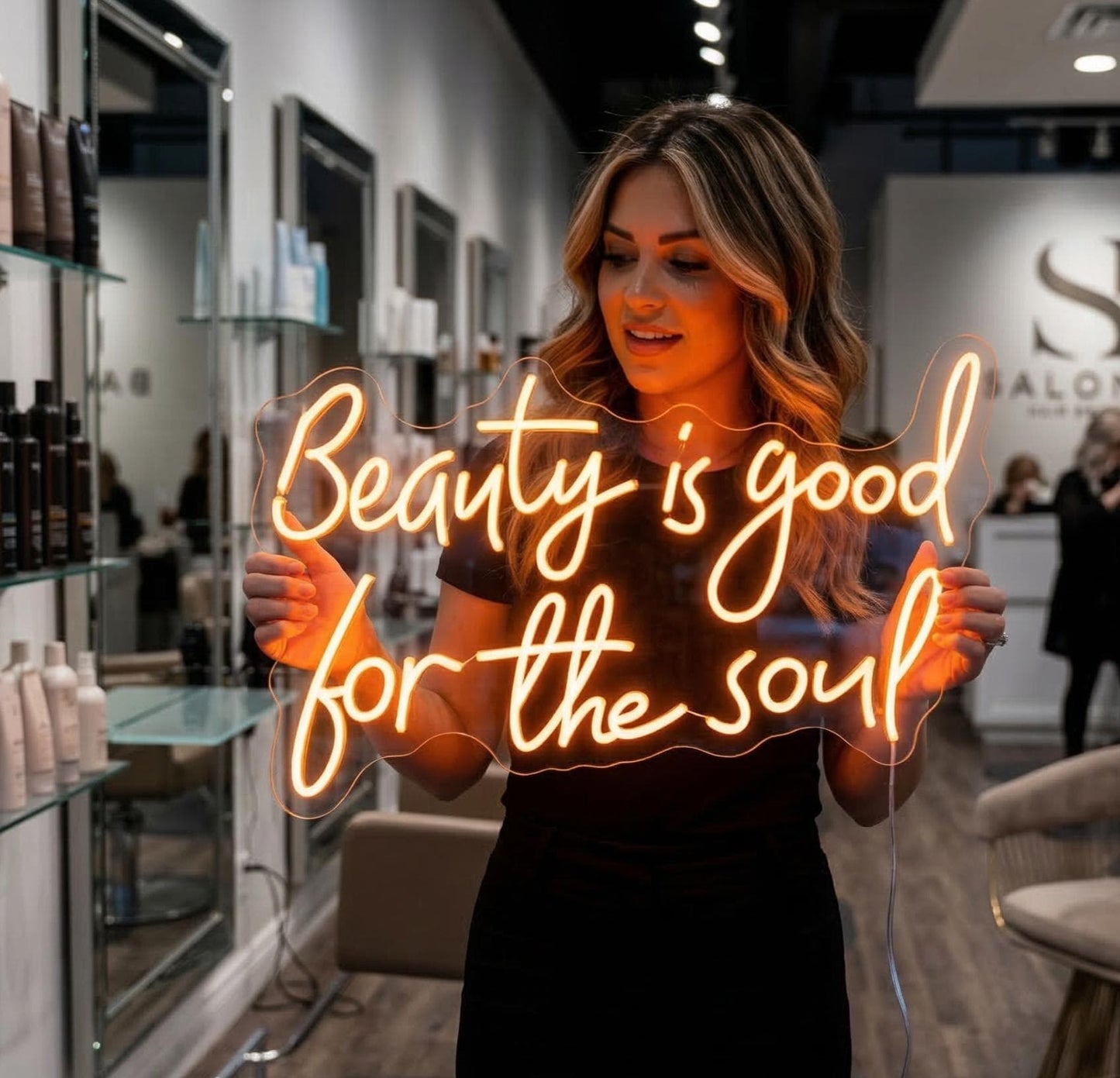 Custom Neon Sign for Hair Salon & Beauty Bar Decor | Personalized LED Neon Light Sign for Business | Aesthetic Wall Art | Salon Name Sign