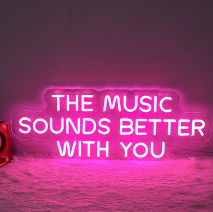 Custom Music LED Neon Sign | Personalized Studio Wall Art | Music Note & Quote Neon Light | Home Theater and Bedroom Glow Decor