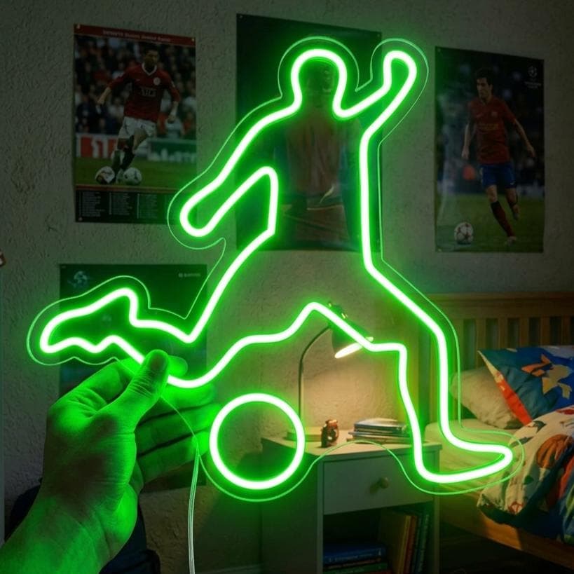Custom Football Neon Sign | Personalized Soccer Player LED Light | Boys Room Wall Decor | Soccer Gift for Kids | Sports Bar Name Neon Sign