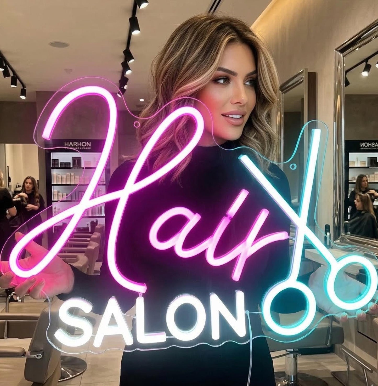 Custom Neon Sign for Hair Salon & Beauty Bar Decor | Personalized LED Neon Light Sign for Business | Aesthetic Wall Art | Salon Name Sign