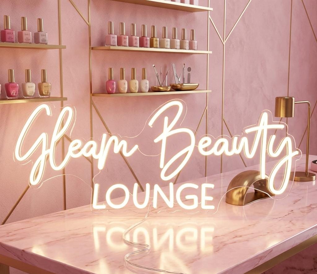 Custom LED Neon Sign for Nail Salon Decor, Beauty Lounge Wall Art, Personalized Business Sign, Aesthetic Gift for Her, Salon Opening Decor