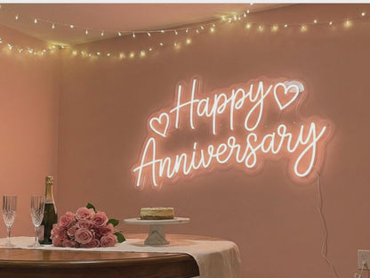 Custom LED Neon Sign for Anniversary – Personalized Wedding or Relationship Celebration Décor, Romantic Party Glow