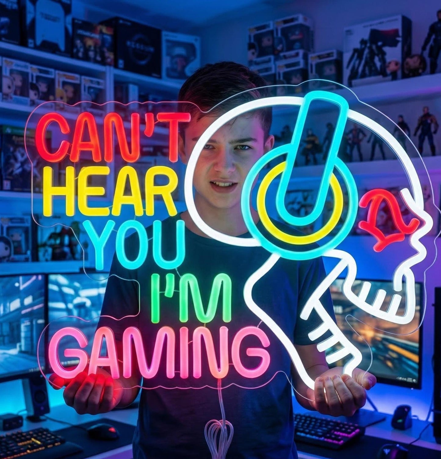Custom Gaming Neon Sign, LED Wall Decor for Game Room, Personalized Gamer Gift, Neon Lights for Bedroom, PlayStation Controller Wall Art