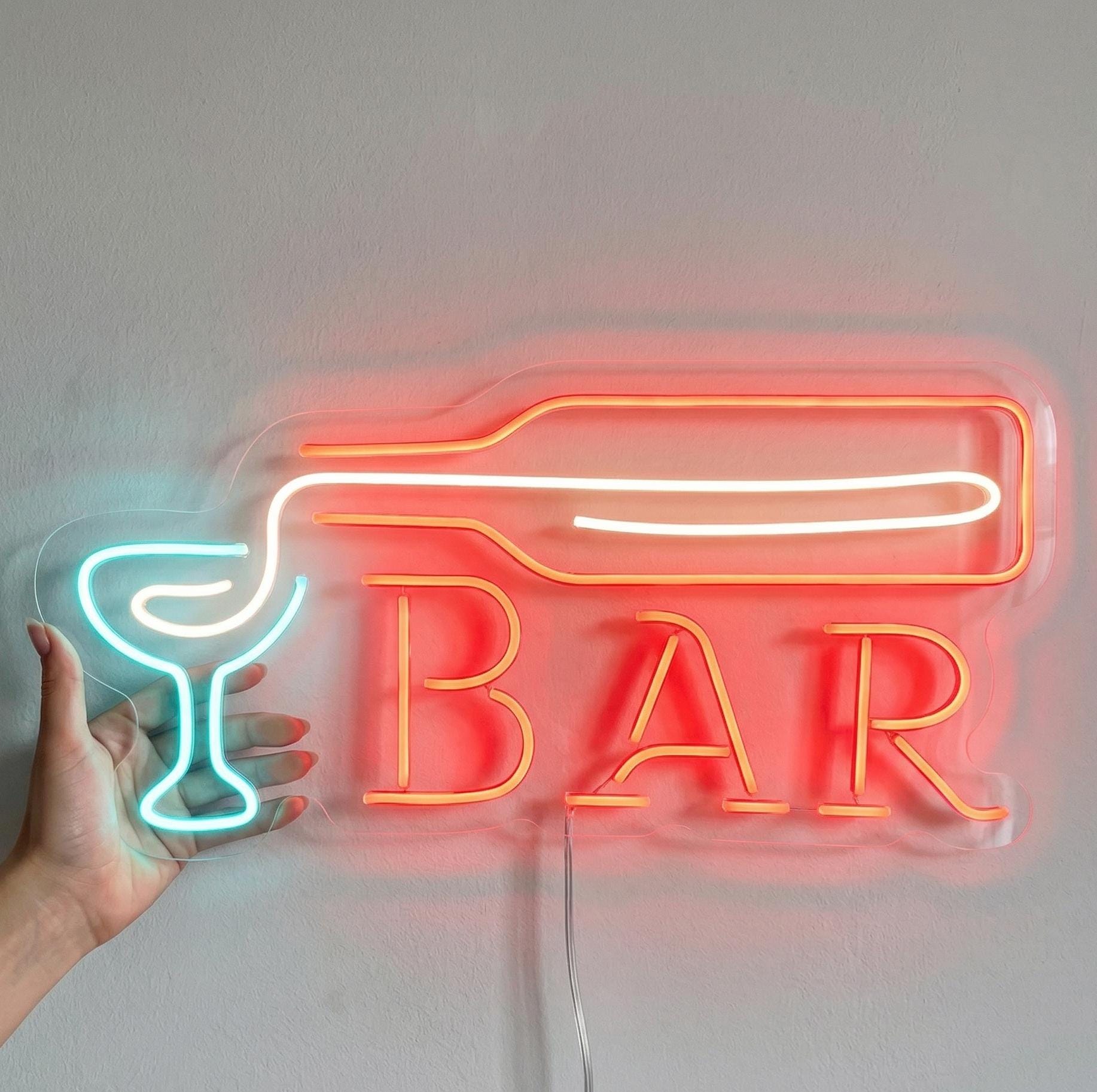 Custom Bar Neon Sign | LED Cocktail Drink Light for Home Bar Wall Decor | Personalized Wine Party Sign | Man Cave Decor, Beer & Spirit Signs