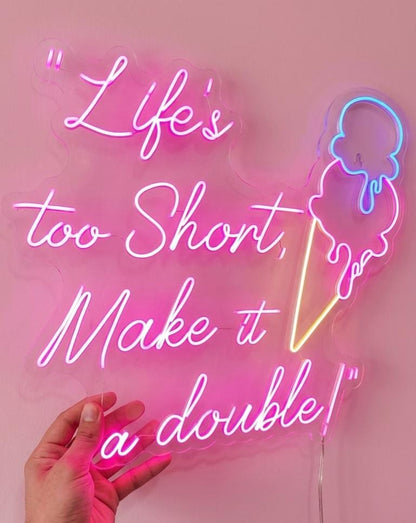 Custom Ice Cream Neon Sign - LED Neon Light for Dessert Shop Wall Decor, Sweet Shop Business Sign, Personalized Ice Cream Cone Food Decor