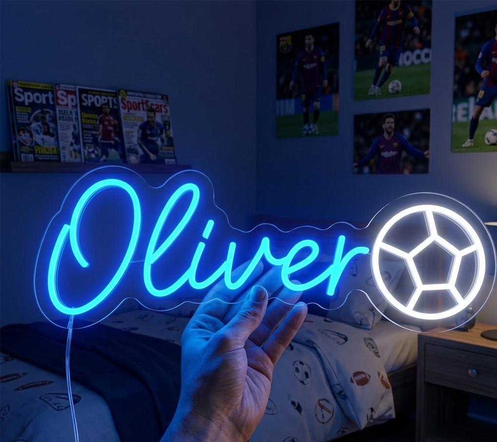 Custom Football Neon Sign | Personalized Soccer Player LED Light | Boys Room Wall Decor | Soccer Gift for Kids | Sports Bar Name Neon Sign